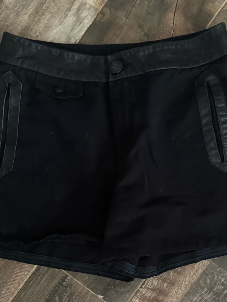Black Women's Faux-Leather Trim Shorts